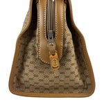Gucci Brown Leather Trim Micro GG Sherry Line Boston Handbag