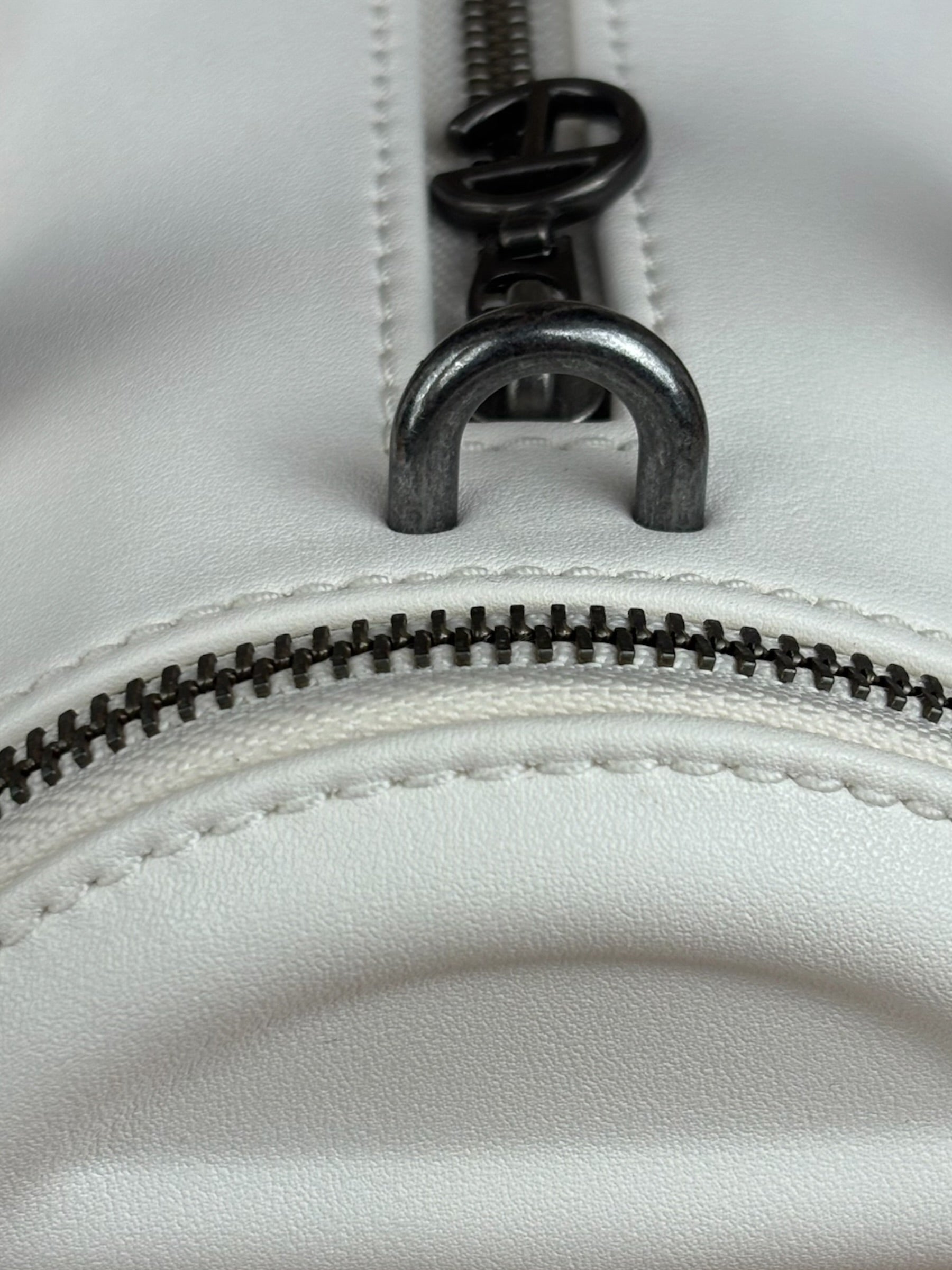 Telfar White Leather Duffle Two-Way Bag