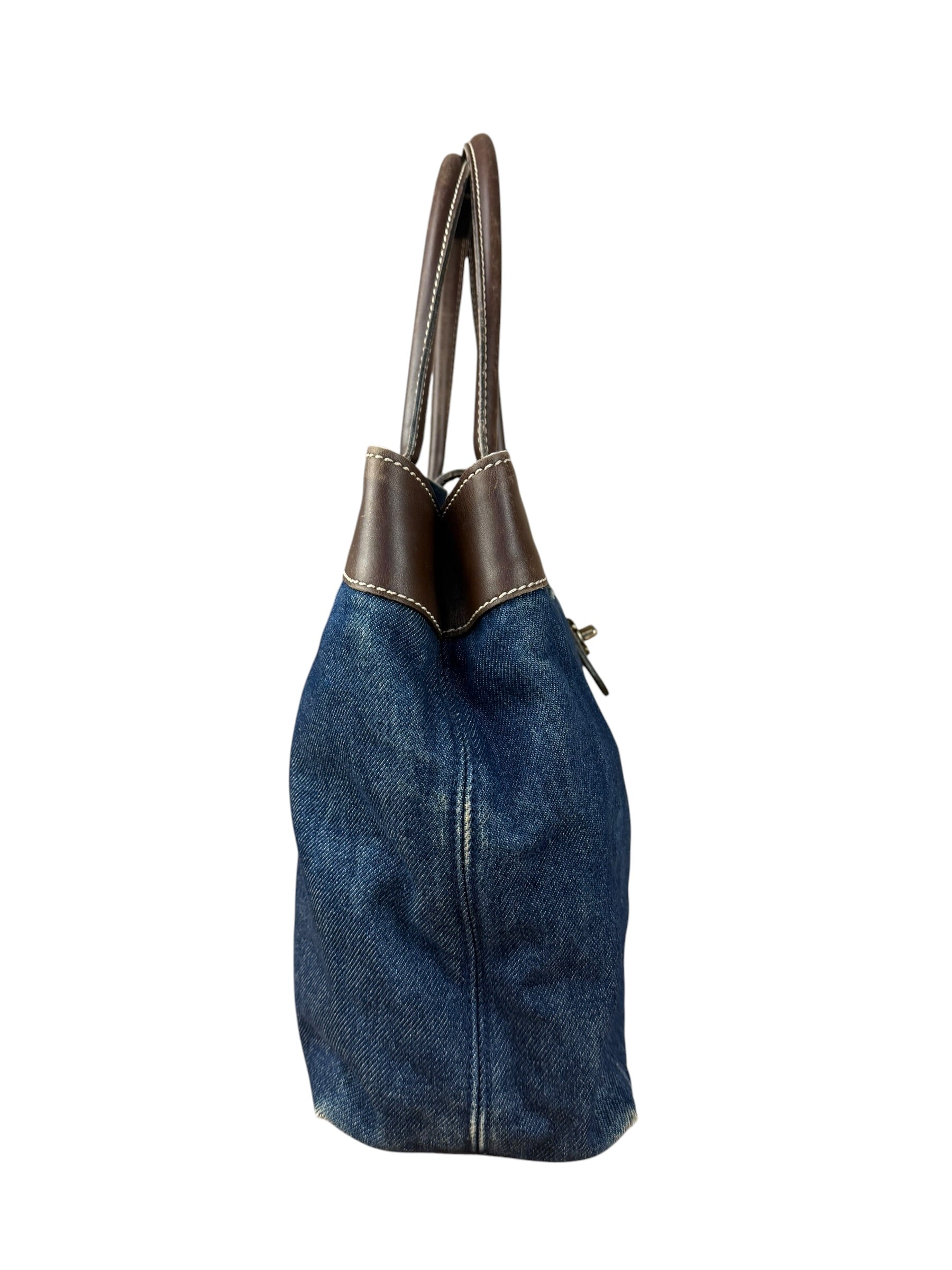 Chanel Denim CC Leather Lined Tote Bag 2001