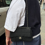 Chanel Black Nylon Chocolate Bar Chain Flap Bag 2002