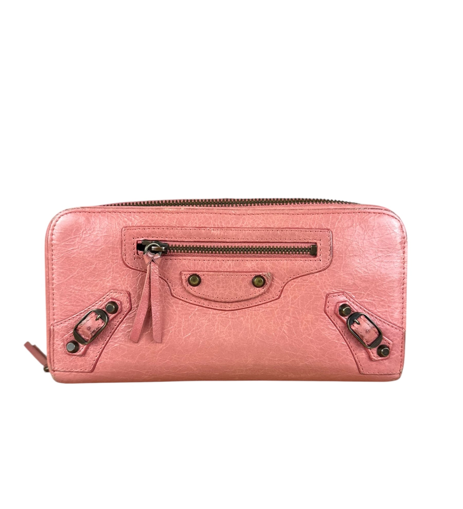 Balenciaga Vintage Pink Continental Zip Wallet