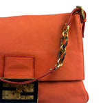 Fendi Vintage Peachy Suede/Leather Forever Flap Mamma Baguette