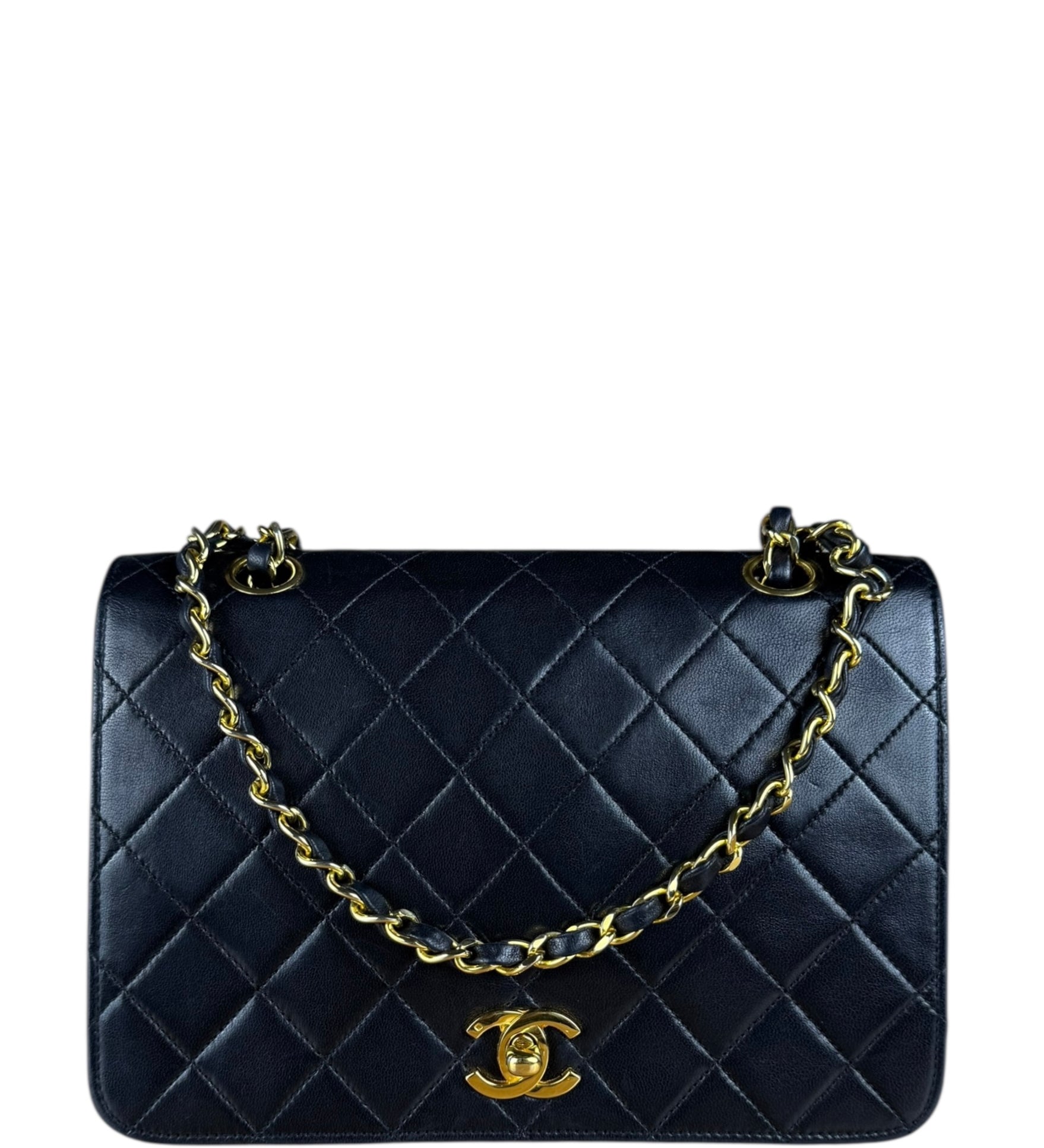 Chanel Black Quilted Single Flap Bag 1988