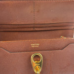 Tom Ford Brown Leather Flap Bi-Fold Wallet