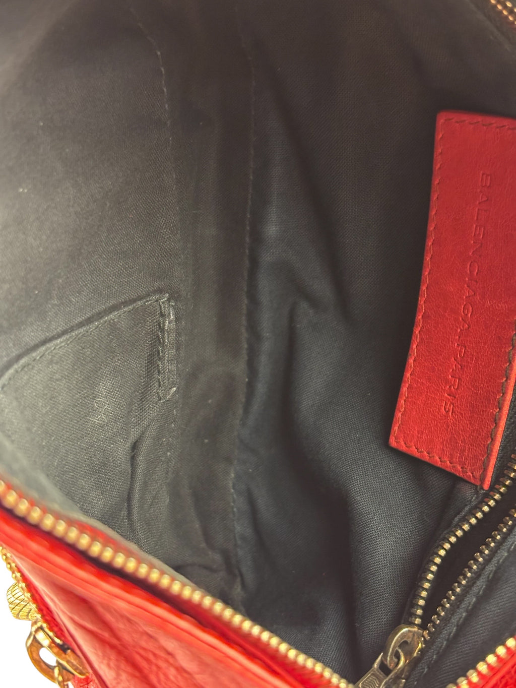 Balenciaga Red Lambskin Motor Cycle Crossbody Bag