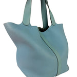 Hermes Blue Leather Picotin Lock 18 Bucket Bag