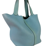 Hermes Blue Leather Picotin Lock 18 Bucket Bag