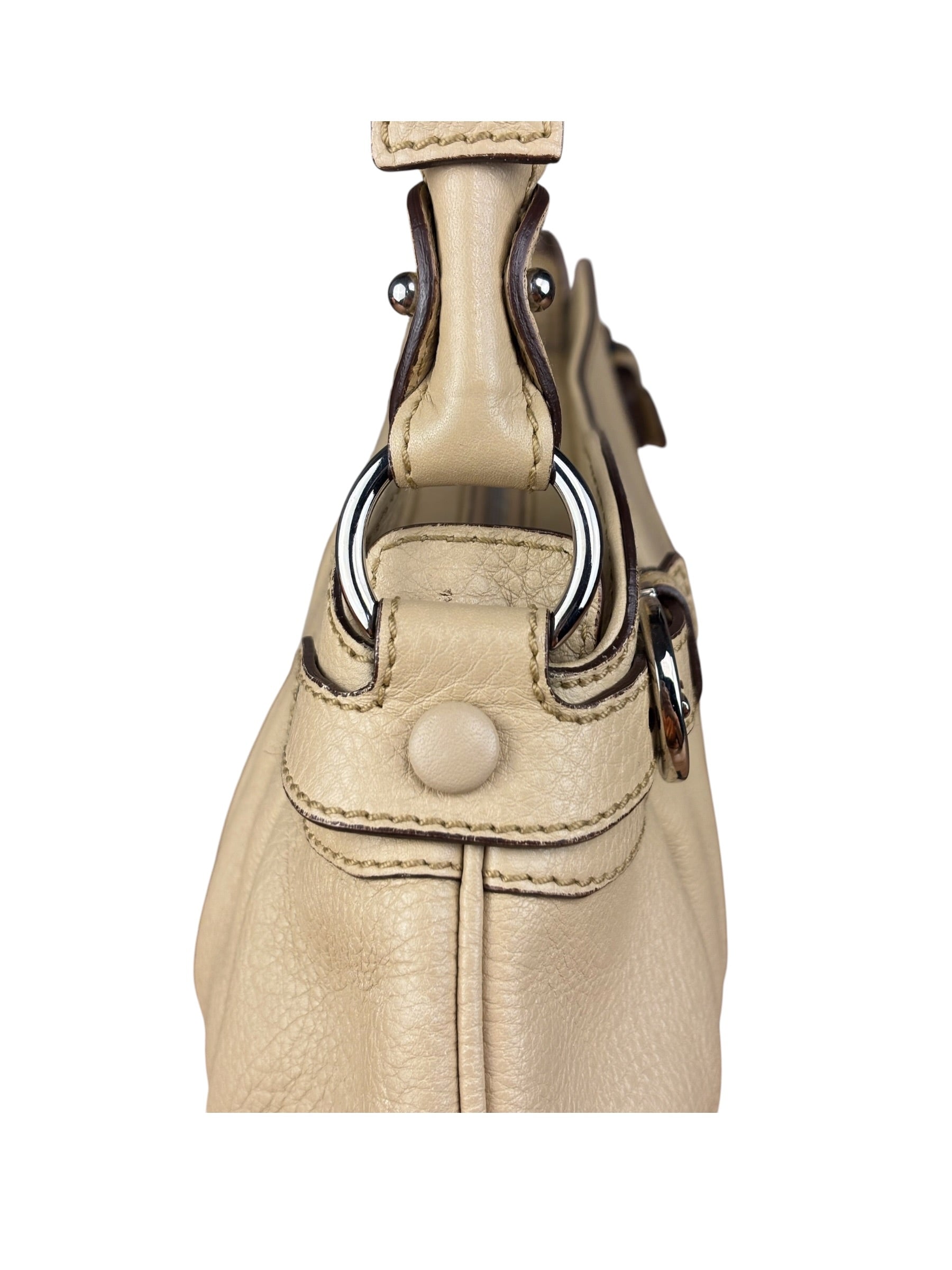Salvatore Ferragamo Beige Gancini Buckle Shoulder Bag