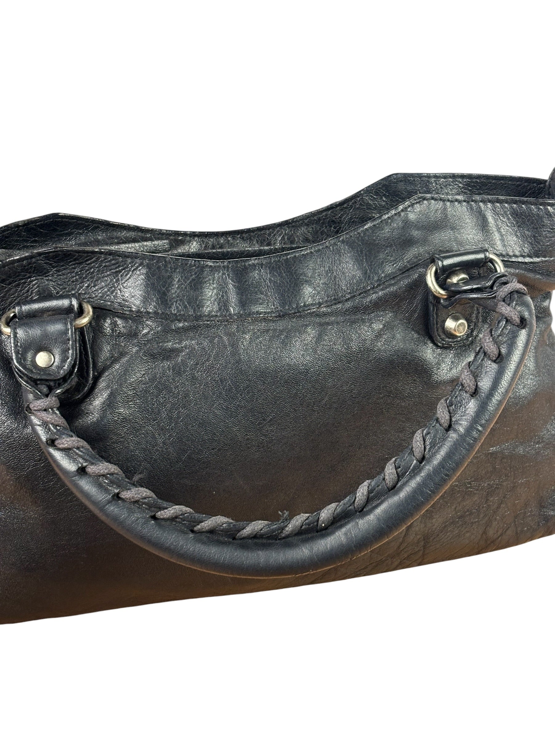 Balenciaga Black Leather Moto City Two-Way Bag