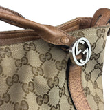 Gucci Beige/Brown Leather GG Satchel Two-Way Bag