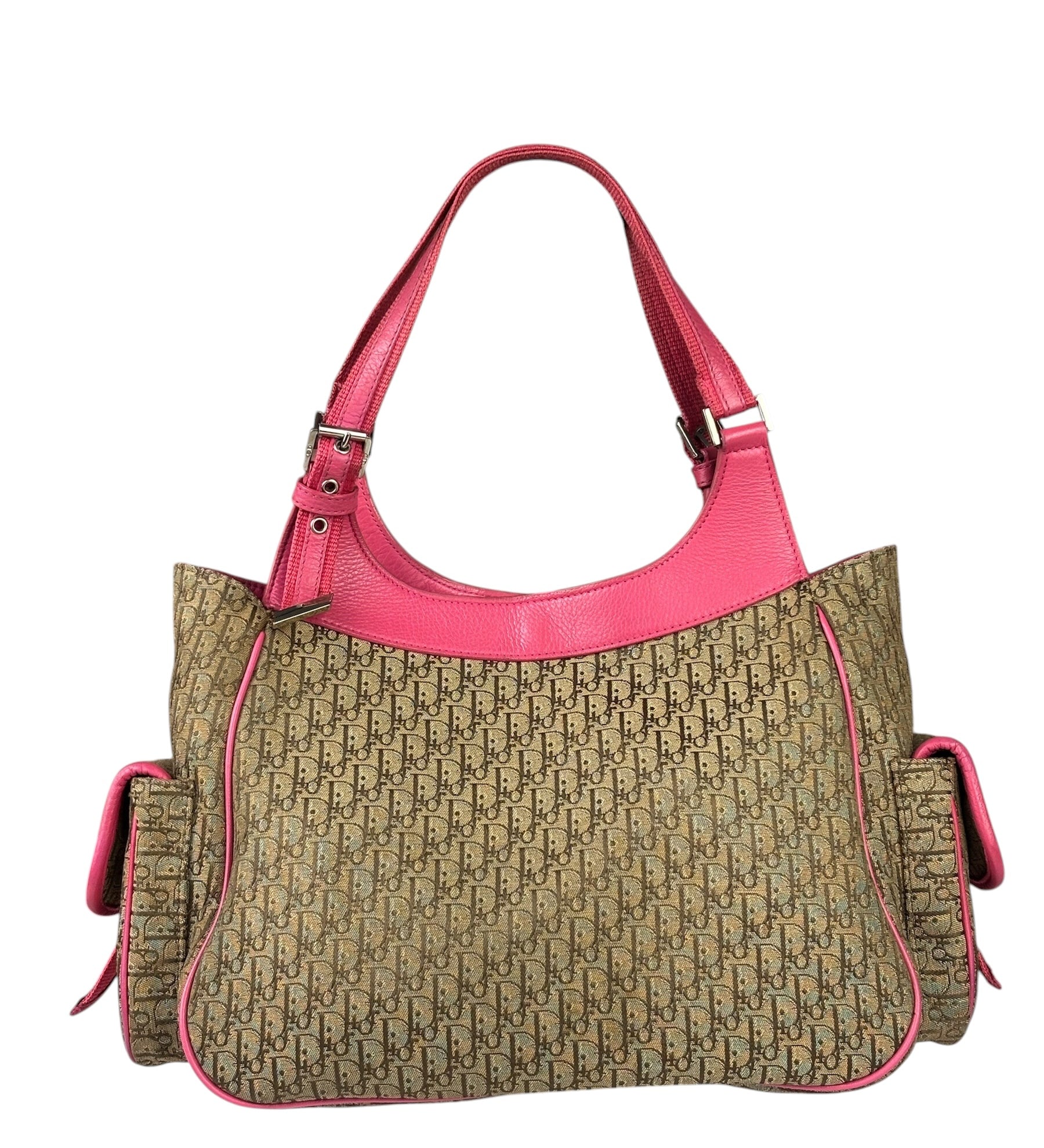 Christian Dior Vintage Pink Leather Trim Diorssimo Street Chic Shoulder Bag