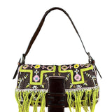 Fendi Canvas Baguette Dark Brown Beaded