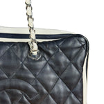 Chanel Navy Quilted Leather Lido Chain Shoulder Tote 2009