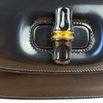 Gucci Vintage Black Leather Bamboo Top Handle Shoulder/Hand Bag