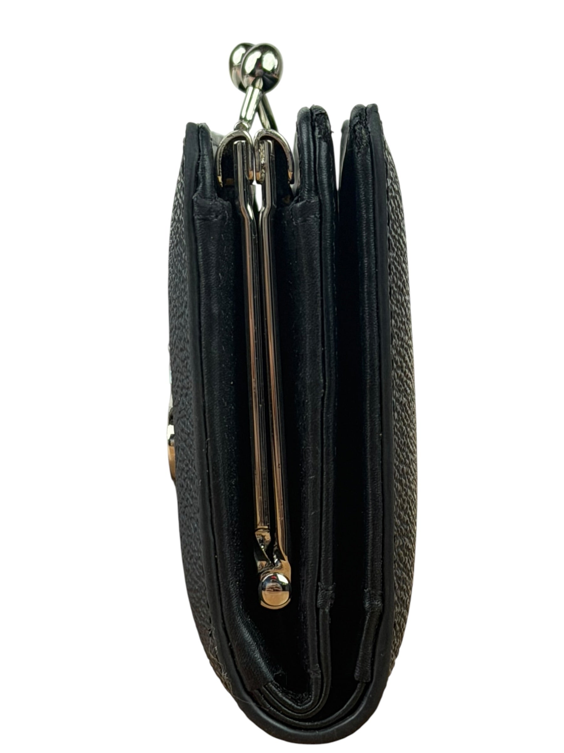 Vivienne Westwood Black Compact Bi-Fold/Kiss Lock Annie Wallet