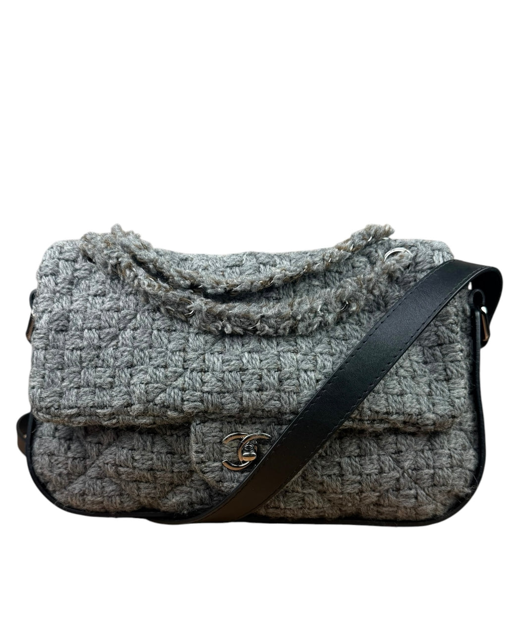 Chanel Grey Wool Tweed Flap Bag 2011