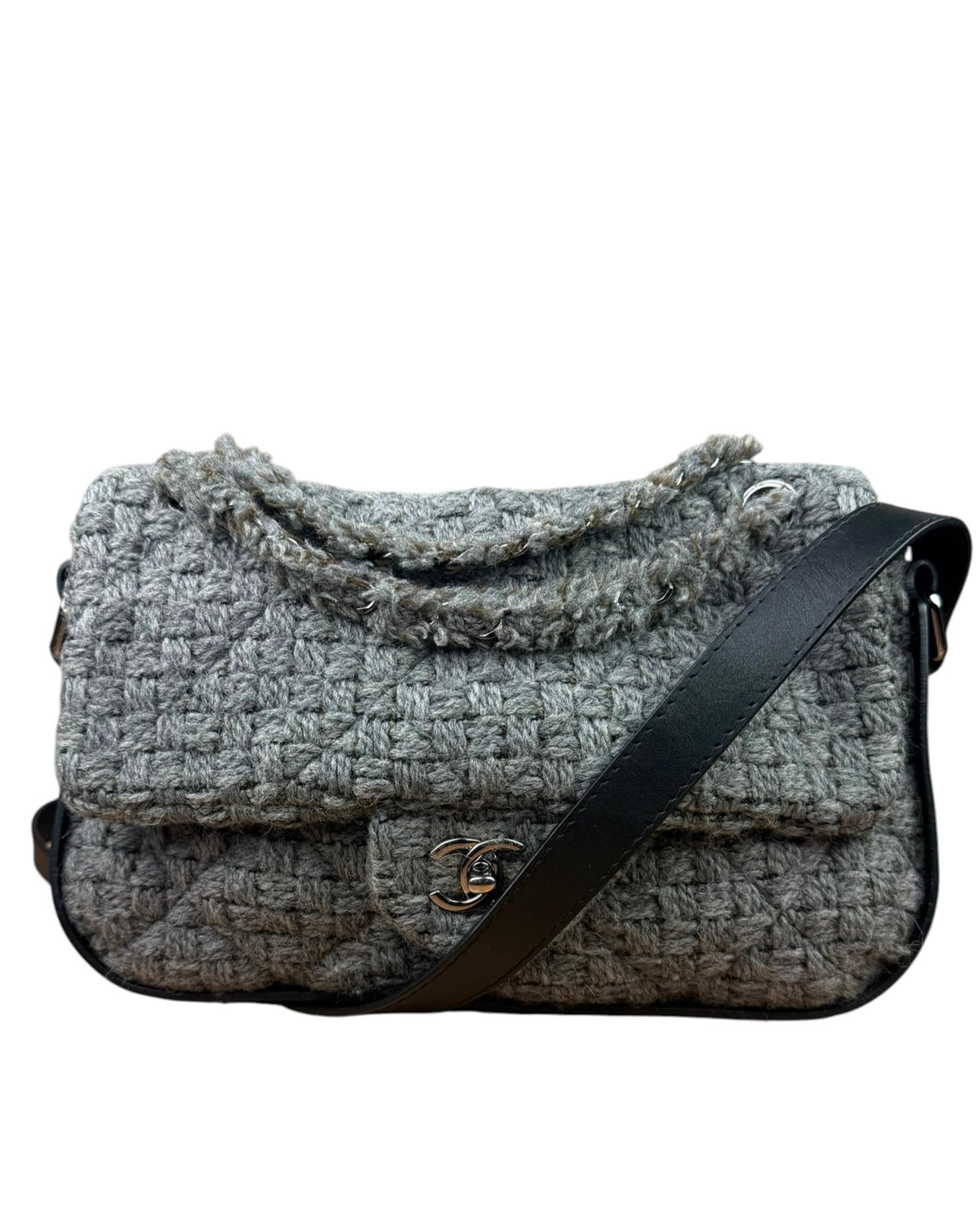 Chanel Grey Wool Tweed Flap Bag 2011