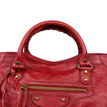 Balenciaga Red Leather Moto City Shoulder Bag Medium