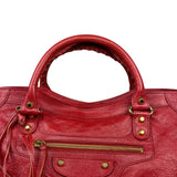 Balenciaga Red Leather Moto City Shoulder Bag Medium