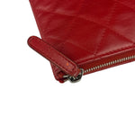 Chanel Vintage Red Leather Classics O-Case Clutch 1992