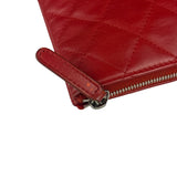 Chanel Vintage Red Leather Classics O-Case Clutch 1992