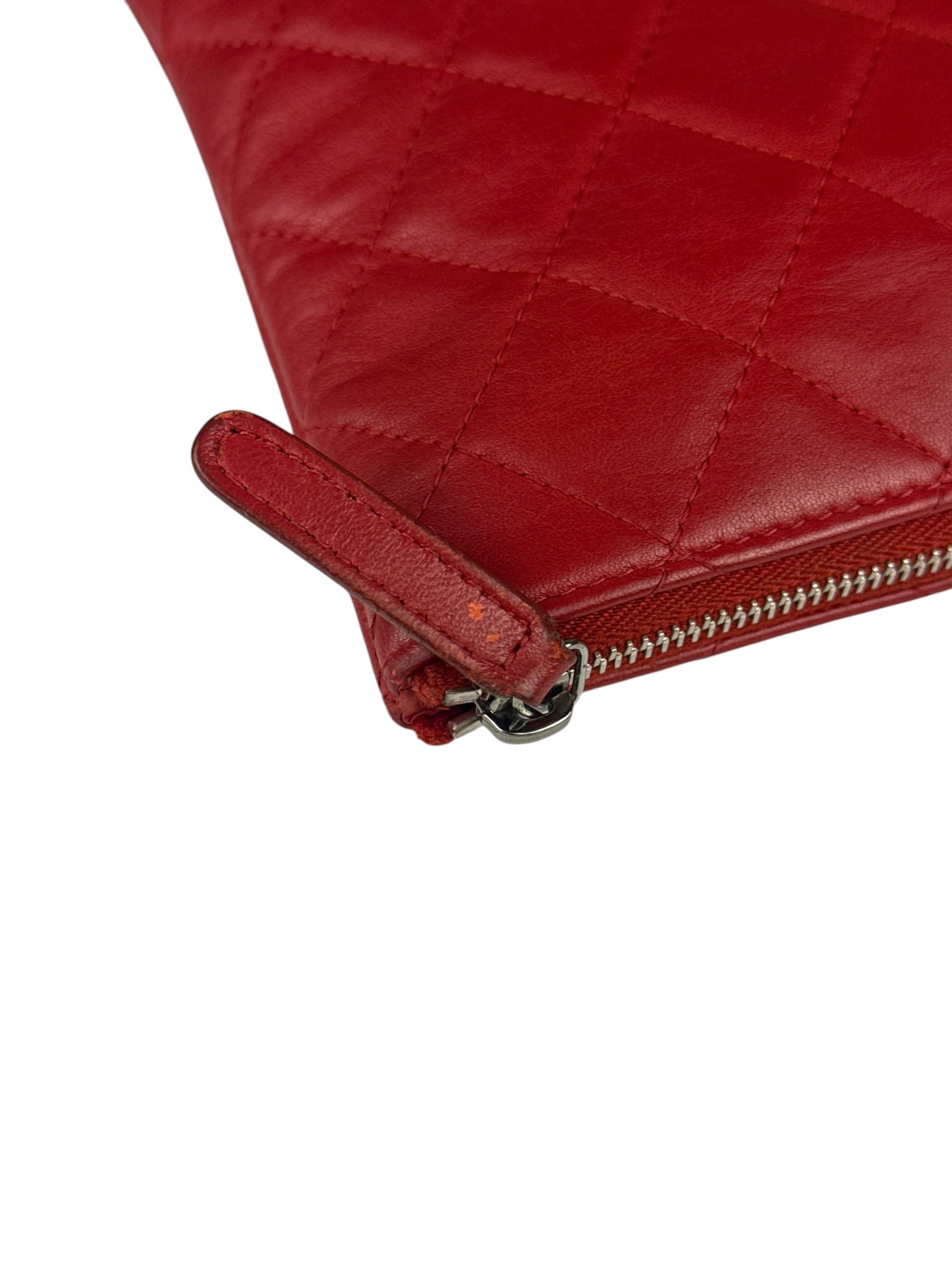 Chanel Vintage Red Leather Classics O-Case Clutch 1992