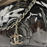 Chanel Black Patent Leather Camellia Petals Shoulder Bag 2010