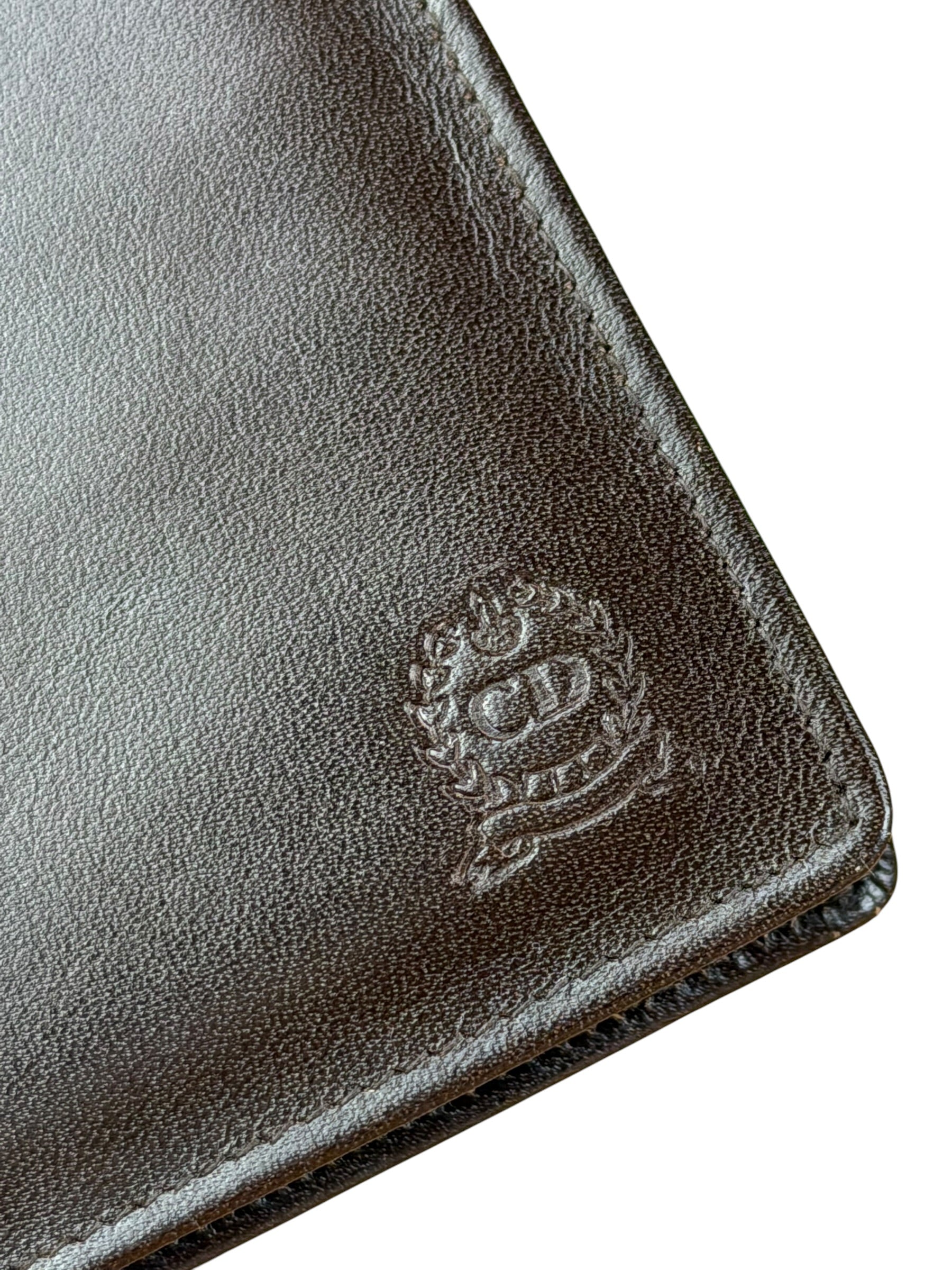 Christian Dior Brown Leather Bifold Checkbook Wallet