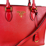 Prada Red Saffiano Leather 2Way Tote