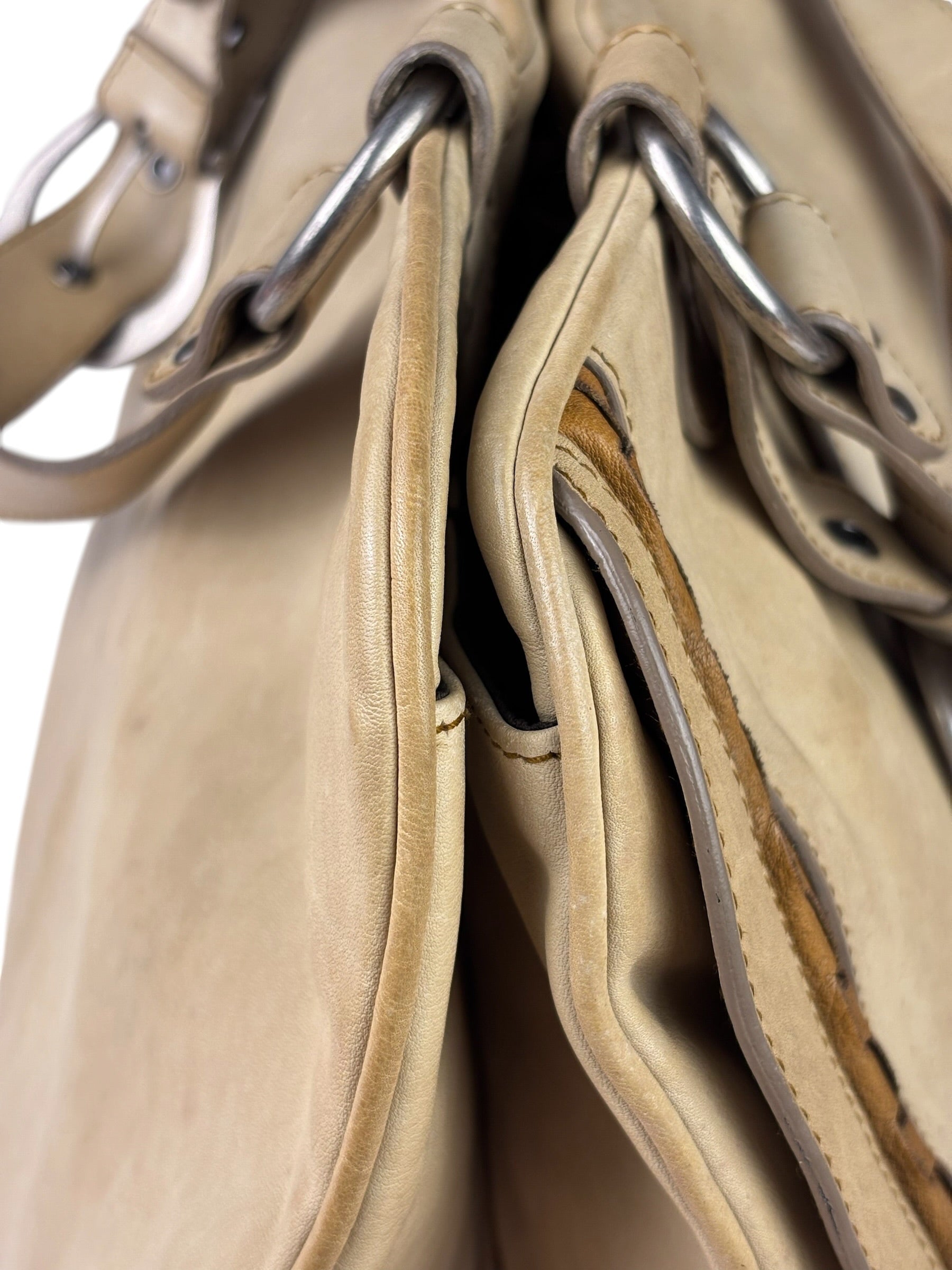 Christian Dior Beige Large Gaucho Double Saddle Shoulder Bag