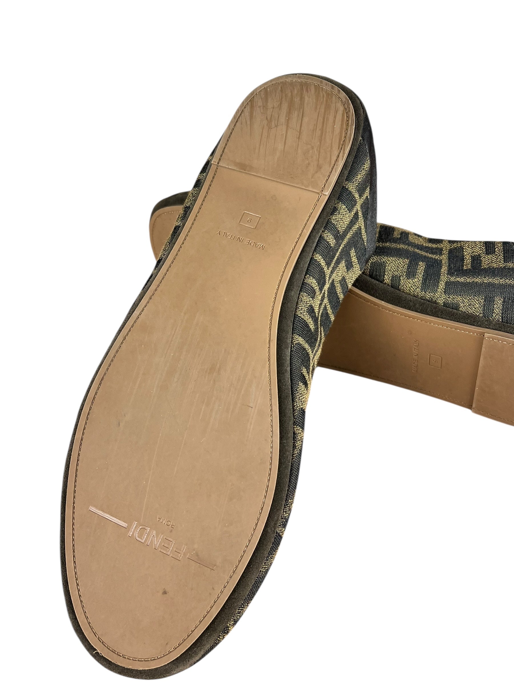 Fendi FF Zucca Canvas/Leather Slippers