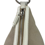Prada Beige/Cream Leather Trim Logo Jacquard Hobo Bag