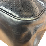 Prada Vintage Black Leather Vitello Drive Perforated Bowling Tote Bag