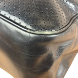 Prada Vintage Black Leather Vitello Drive Perforated Bowling Tote Bag