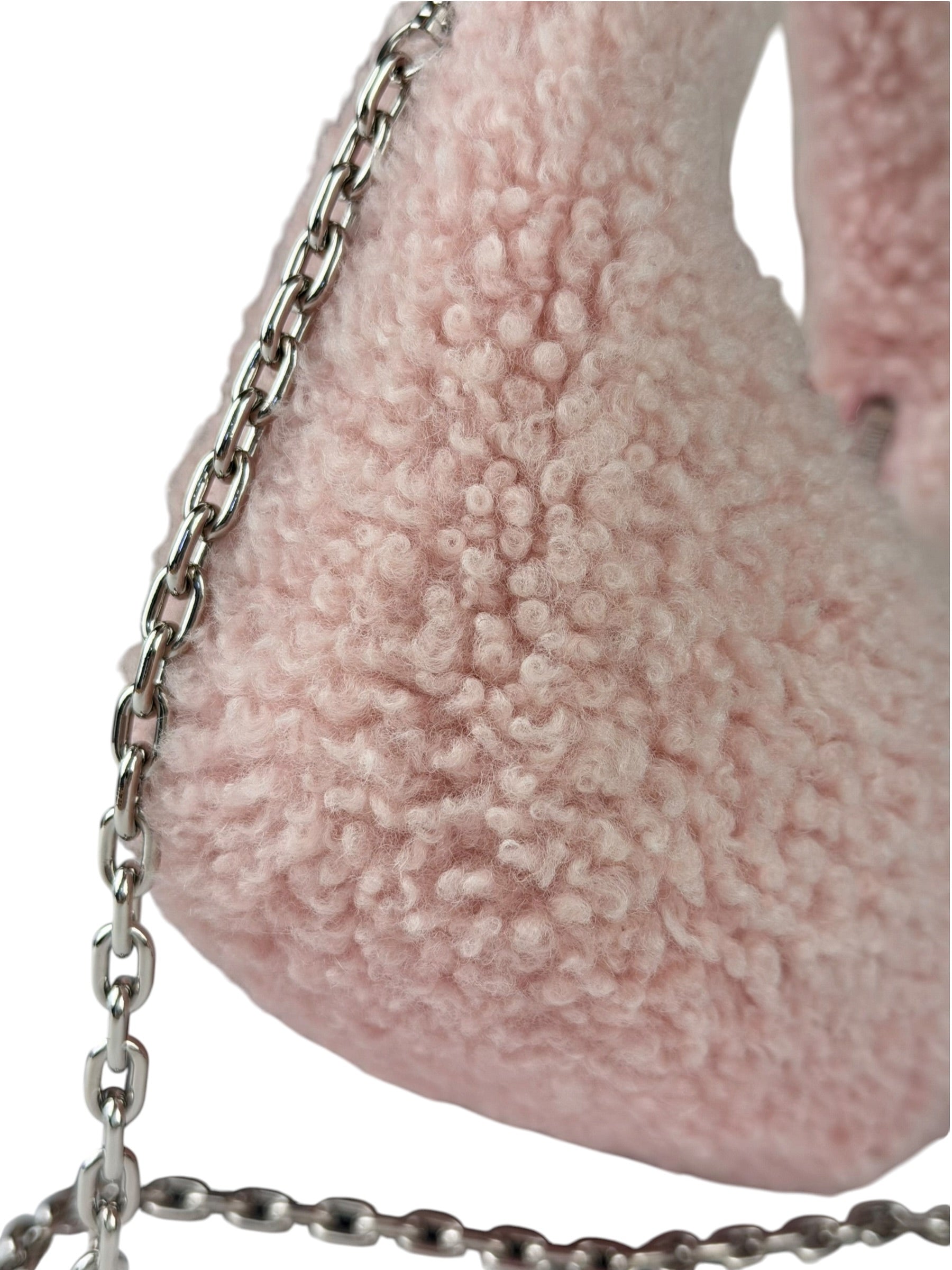 Miu Miu Pink Wool Teddy Two-Way Hobo Bag