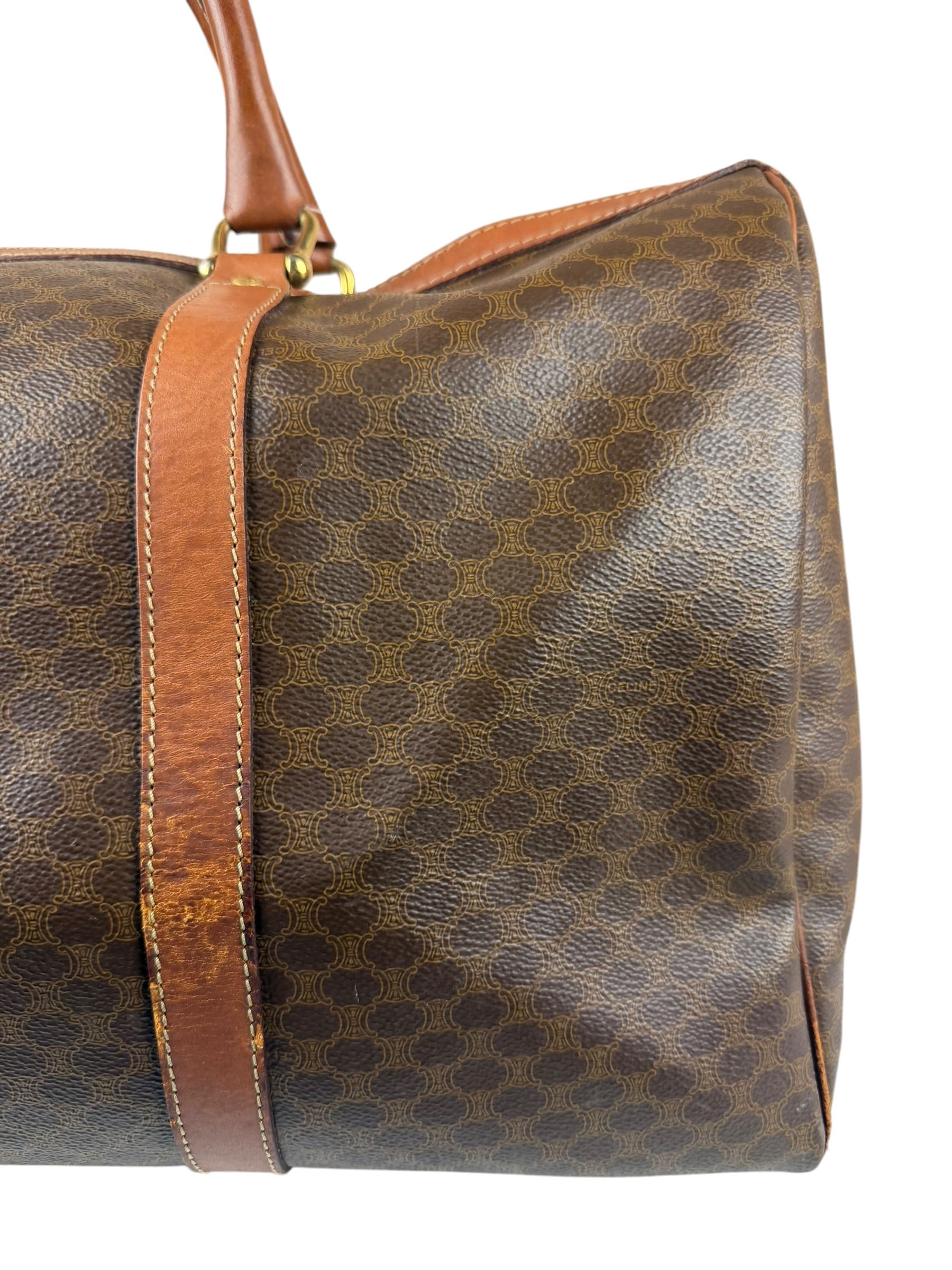 Celine Vintage Macadam Print Boston Bag