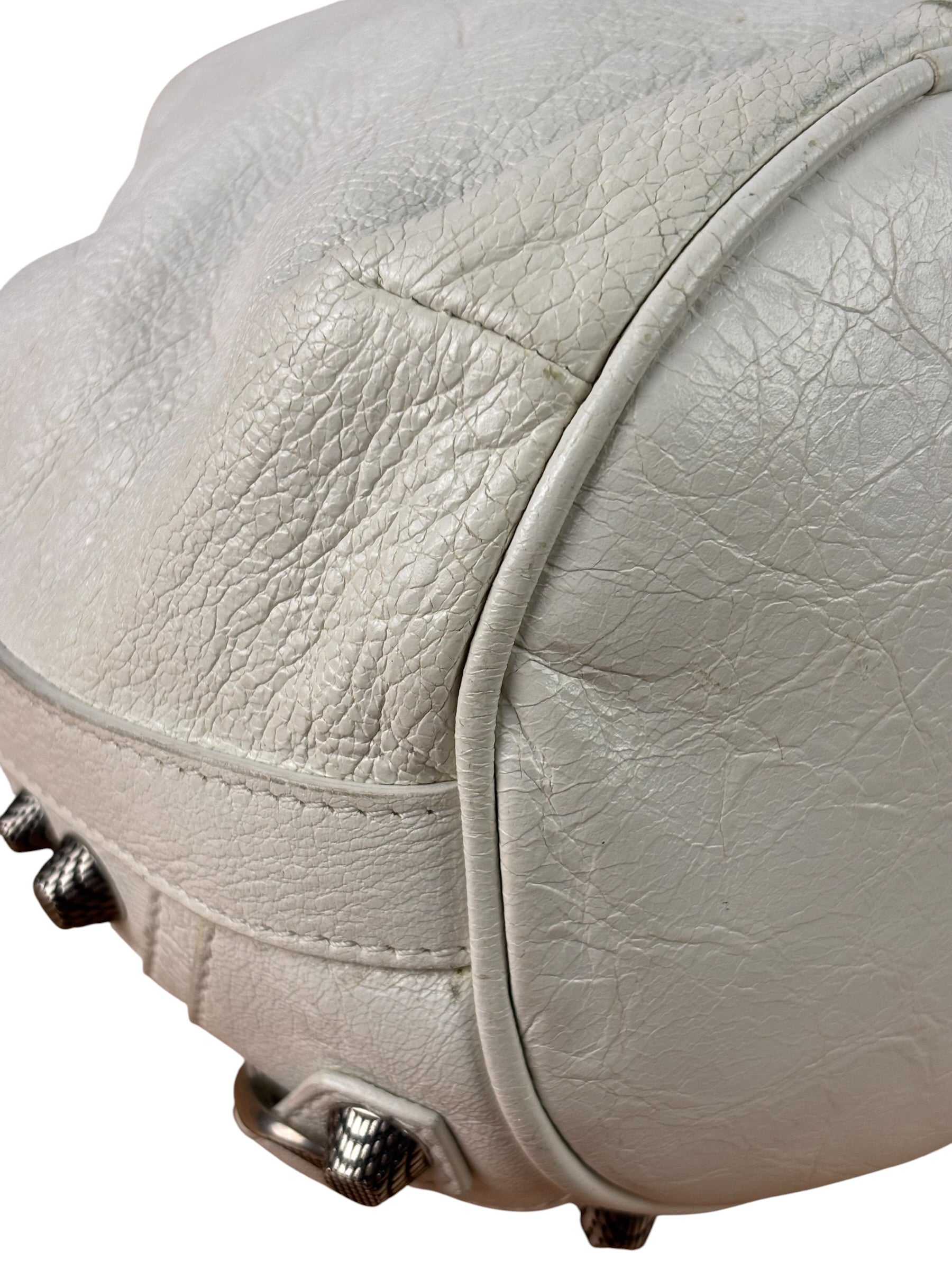 Balenciaga White Leather Le Cagole Bucket Shoulder Bag