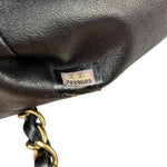 Chanel Beige/Black Leather Trim Diamond-Quilted Shoulder Bag 2002