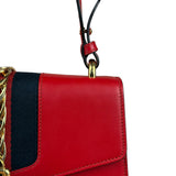 Gucci Red Leather Sylvie Buckle Shoulder Bag