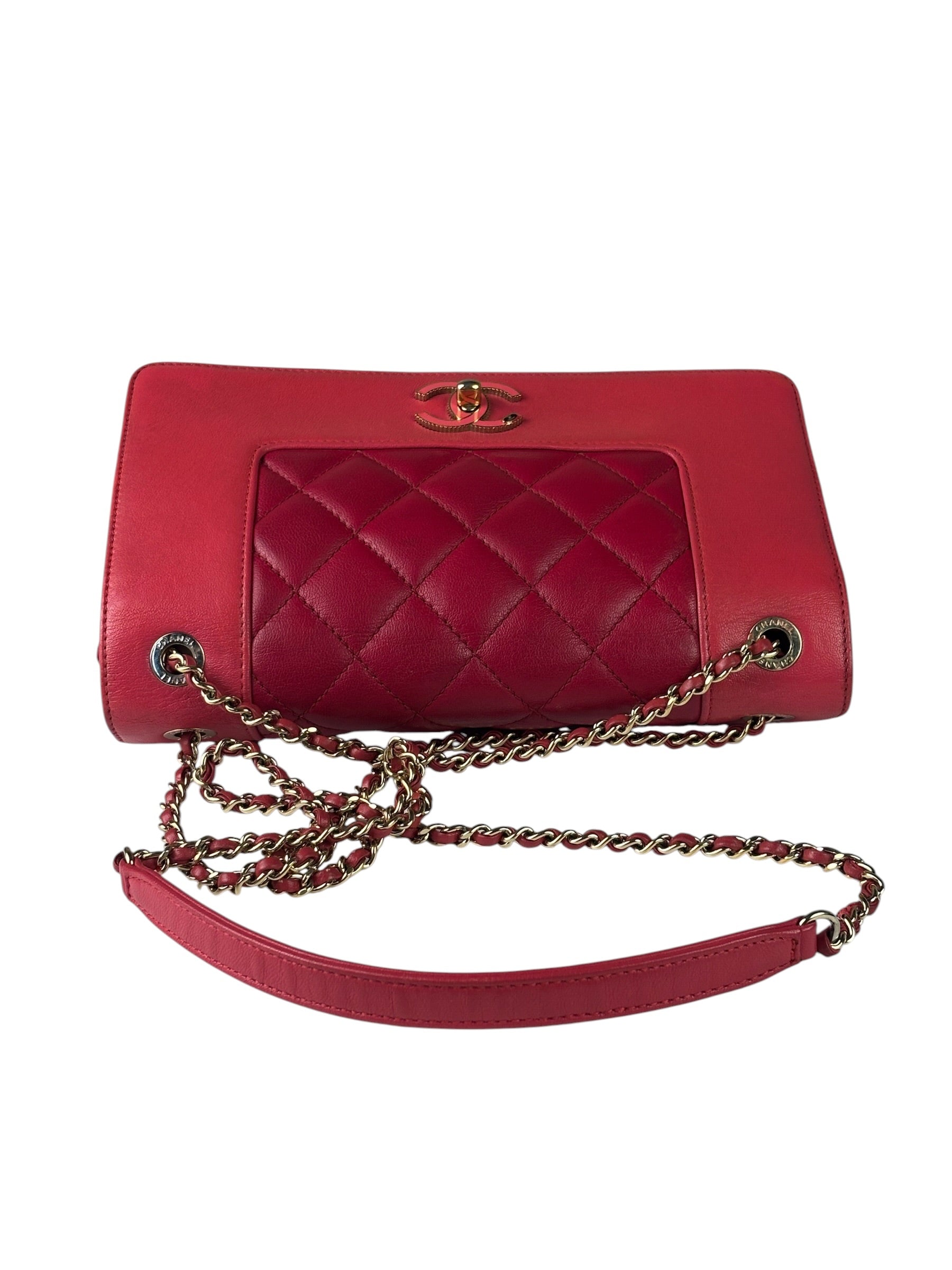Chanel Pink/Red Quilted Leather Mademoiselle Double Flap Bag 2017