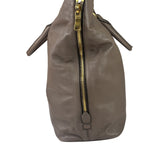 Prada Neutral Taupe Vitello Daino Leather Side Zip Large Shopper Tote