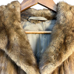 Vintage Long Brown Fur Striped Mink Coat