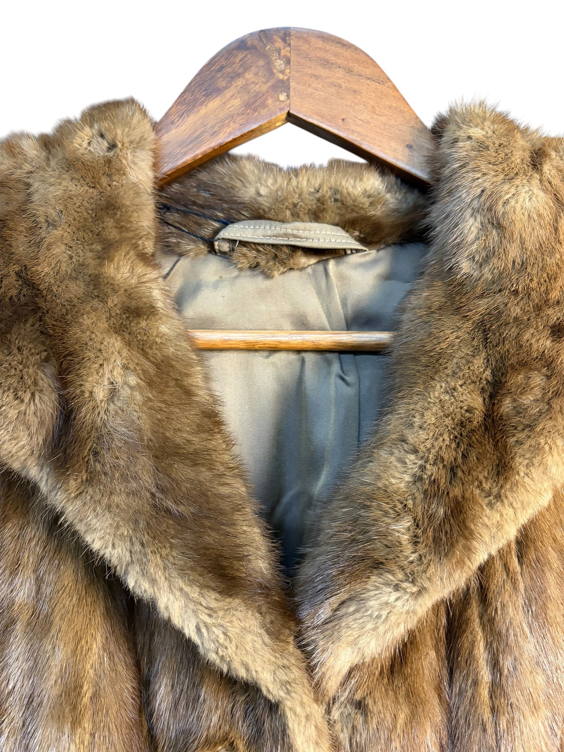 Vintage Long Brown Fur Striped Mink Coat