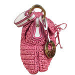 Fendi Pink Raffia Mini Chef Bag