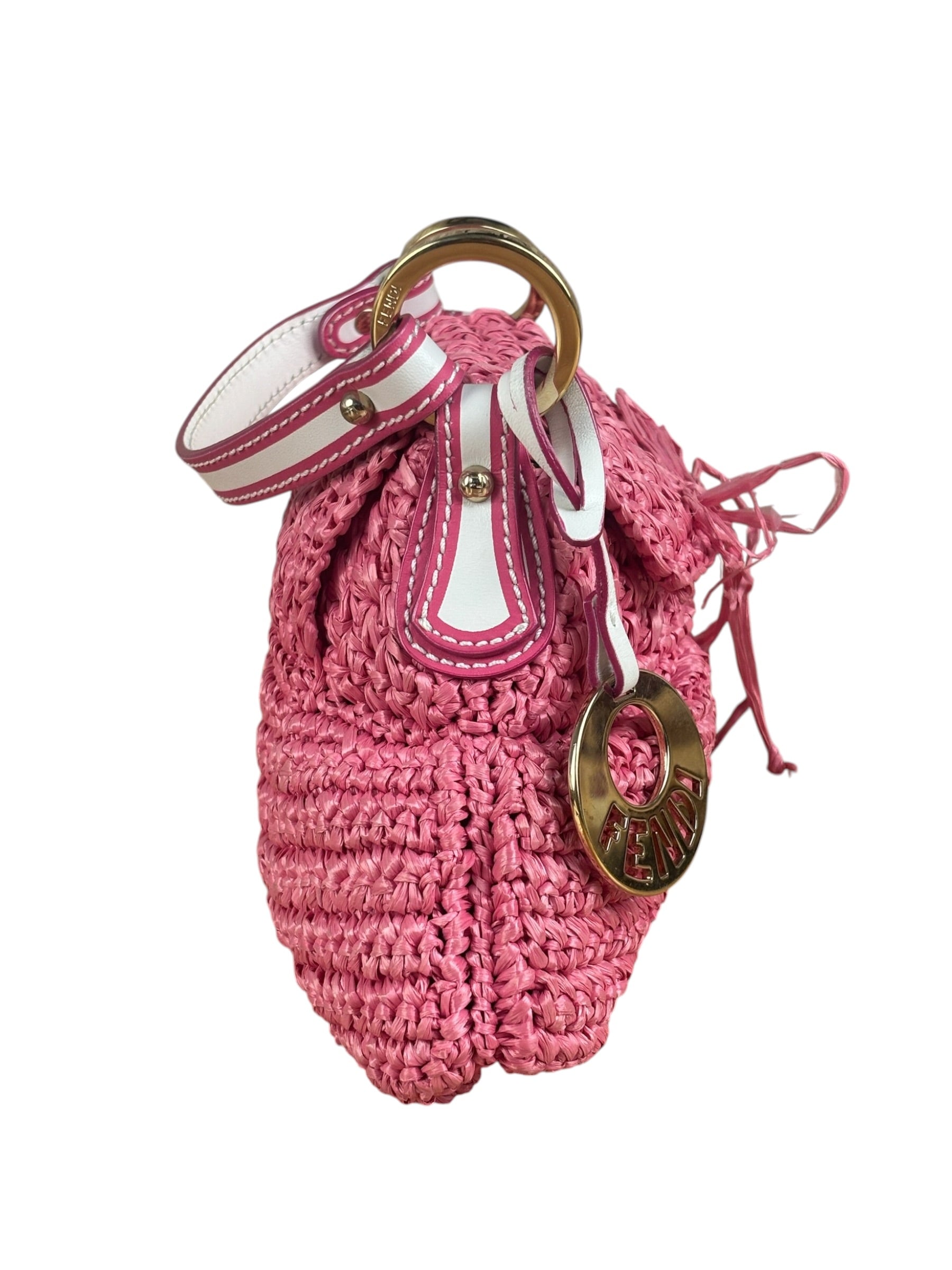 Fendi Pink Raffia Mini Chef Bag
