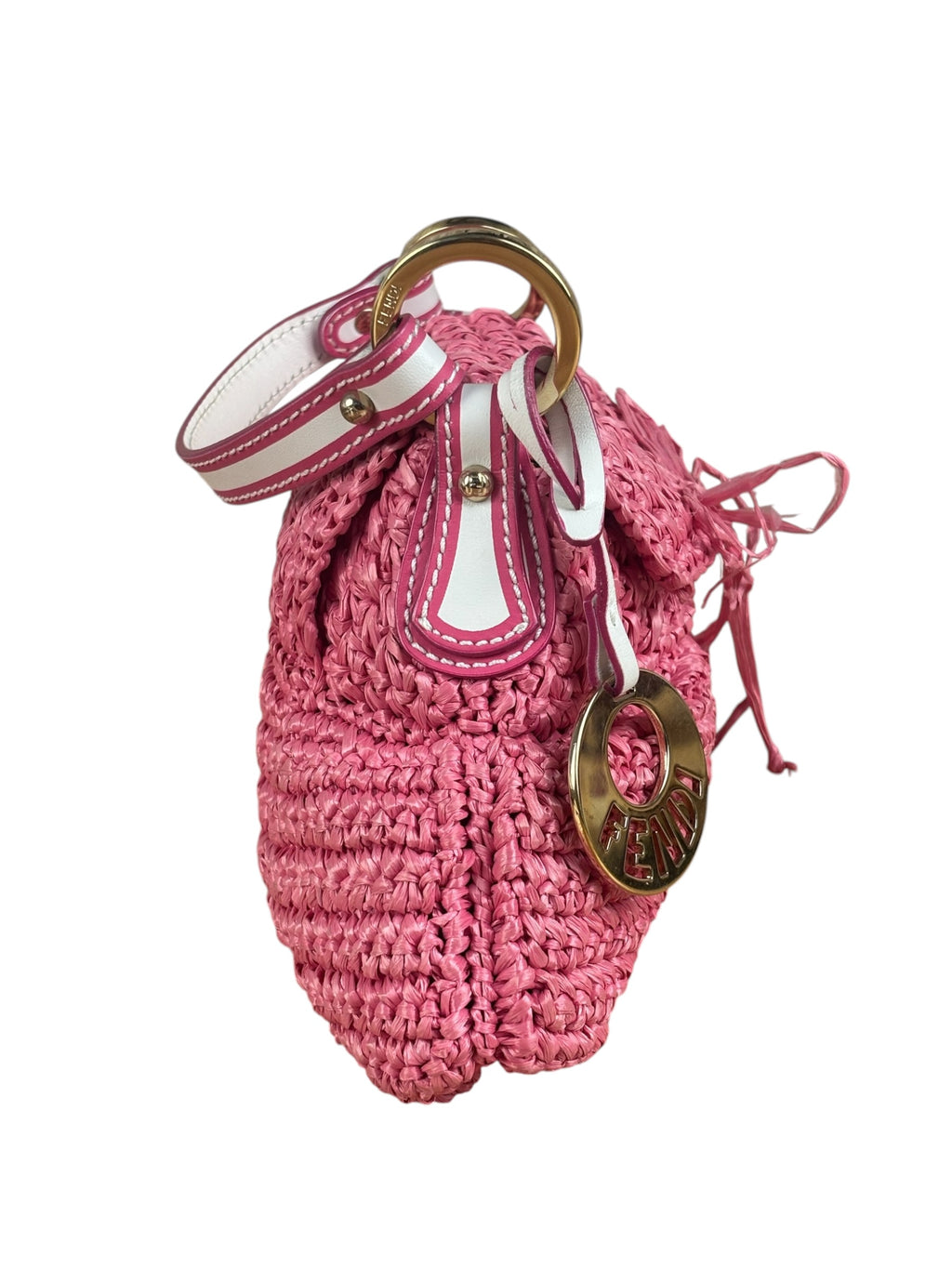 Fendi Pink Raffia Mini Chef Bag