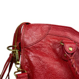 Balenciaga Red Leather Moto City Shoulder Bag Medium