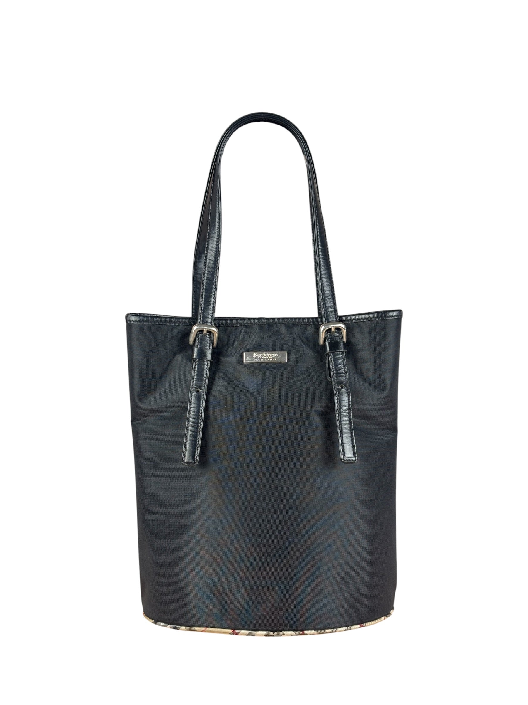 Burberry Vintage Blue Label Nylon Bucket Tote Bag