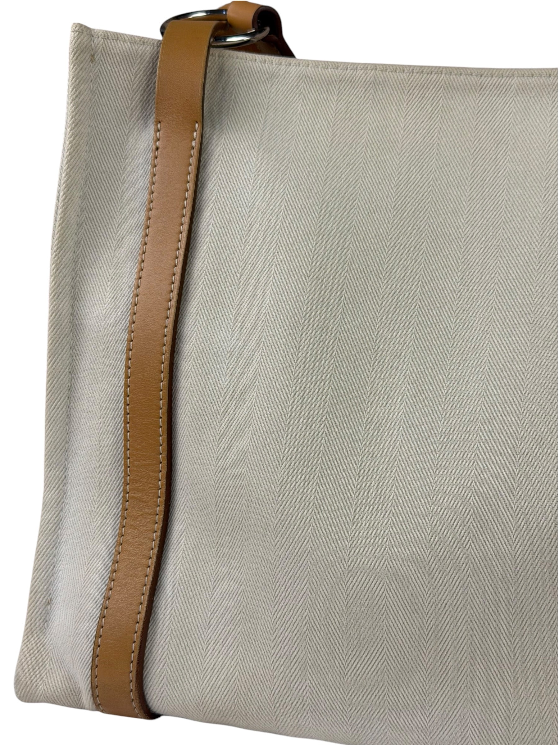 Hermes Beige/Brown Leather Trim Cabalicol Tote