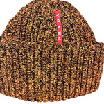 Prada Knit Polyester Black/Orange Beanie